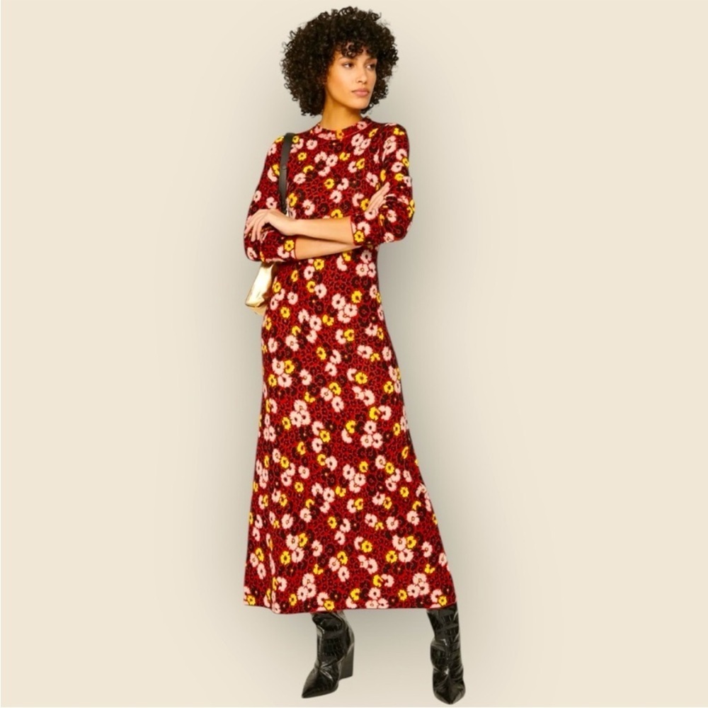 The Kooples Women’s Wool Floral long Sleeve Maxi Dress XS Long Sleeve